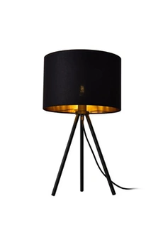 lampe de bureau premium xl lampe de bureau elégante lampe de table stylée liseuse trépied e14 métal tissu hauteur 51 cm noir doré [lux.pro]