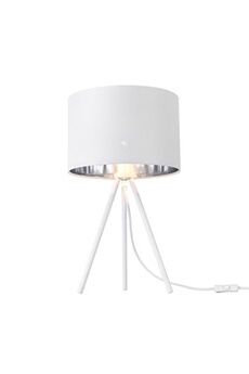 lampe de bureau premium xl lampe de bureau elégante lampe de table stylée liseuse trépied lampe de chevet e14 métal textile hauteur 51 cm blanc [lux.pro]