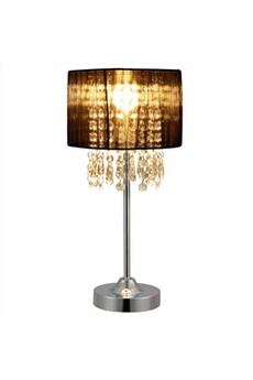 lampe de bureau generique lampe de bureau elégante lampe de table stylée liseuse avec cristaux synthétiques e14 métal hauteur 40 cm noir [lux.pro]
