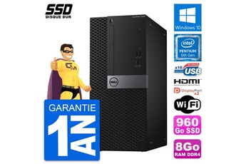 Unité Centrale Dell Pc Tour Dell Optiplex 7040 Pentium G4400 Ram 8go Ssd 960go Hdmi Windows 10 Wifi