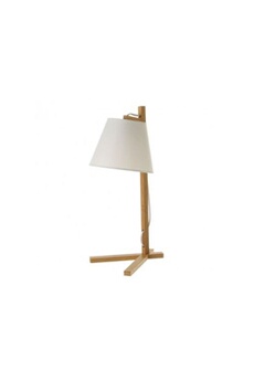 lampe à poser wadiga lampe design à poser en bambou et abat-jour en tissu blanc - h50cm