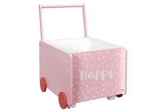 Commode et table à langer The Home Deco Kids Bac de rangement chariot pour enfant rose - happy
