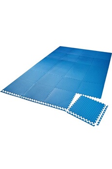 matelas de gymnastique tectake ensemble de 24 dalles carrées eva - tapis de sol, sport - bleu