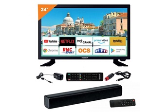 Antarion TV LED Pack antarion tv led 24" 60cm téléviseur smart 12v + barre de son 30w