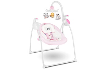 Chaises hautes et réhausseurs bébé Lionelo Robin balancelle motorisée pour bébé de 0 à 12 kg rose