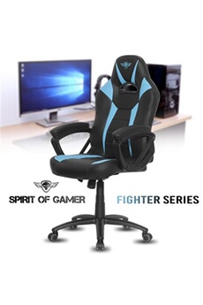 chaise gaming spirit of gamer fauteuil de gamer fighter series bleu, armature métal, similicuir, type baquet