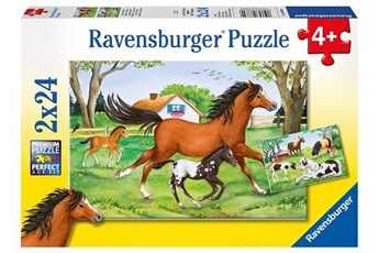 Puzzle Ravensburger Puzzles 2 x 24 pièces ravensburger monde de chevaux
