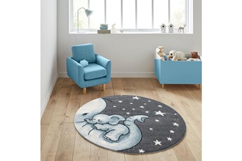 Tapis pour enfant Kids Dumboo - tapis enfant rond - bleu 160 x 160 cm