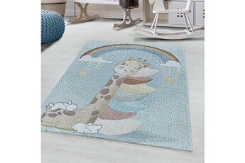 Tapis enfant Lucky Arc en ciel - tapis d'enfant a motif girafe - bleu et multicolor 080 x 150 cm