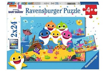 Puzzle Ravensburger Puzzle enfant ravensburger 2 x 24 pièces baby shark et sa famille