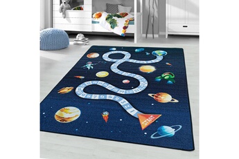Tapis pour enfant Studio Deco Planetes - tapis enfant lavable bleu 120 x 170 cm