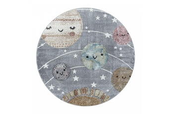 Tapis pour enfant Studio Deco Planetes - tapis d'enfant rond - gris 160 x 160 cm