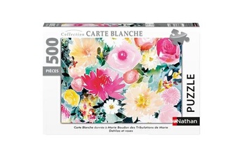 Puzzle Nathan Puzzle 500 pièces nathan dahlias roses carte blanche