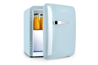 KLARSTEIN Refrigerateur bar Mini refrigerateur a boissons - 37 litres , compartiment congelateur 39db design retro bleu