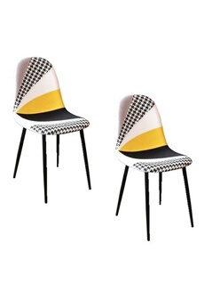 Toilinux Chaises Lot de 2 chaise scandinave brooklyn - jaune et noir