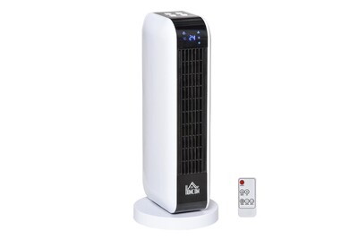 Radiateur à eau chaude HOMCOM Homcom chauffage soufflant oscillant 2000 w - mini radiateur céramique ptc - 3 modes - télécommande incluse - chauffage d'appoint blanc noir