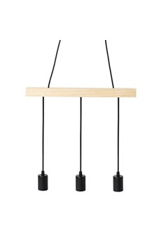 suspension ostaria suspension barre en bois 3 cordons simples - naturel clair