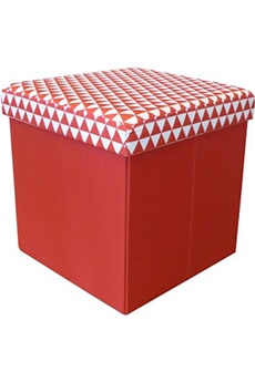 pouf no-name - pouf coffre carré pliable scandinave rouge