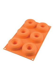 plat / moule silikomart moule pour 6 donuts en silicone 7,5 cm - - orange - silicone
