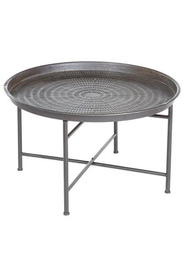 Table d'appoint Pegane Table d'appoint ronde en fer coloris gris - Diametre 65 x Hauteur 39 cm --