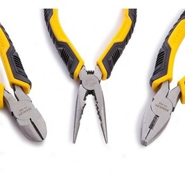 INGCO Jeu De 3 Pinces Professionnelles Cr-V – Pince Universelle 200 Mm, Bec Long 160 Mm, Diagonale 160 Mm, Poignées Confort, Idéal Bricolage & Travail