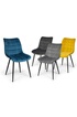 ID Market Lot de 4 chaises MADY en velours mix color bleu, gris clair, gris foncé, jaune photo 2