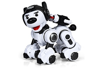 Robot éducatif Costway Robot chien intelligent télécommandé danse chante et tire 6 ans et plus recharge usb noir+blanc