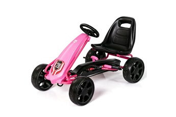 Véhicule à pédale Costway Kart à pédales go-kart avec siège réglable ergonomique et frein à main en acier pour enfants de 3 à 8 ans rose