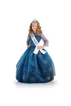 Déguisement enfant Miss France Robe avec diademe et écharpe - deluxe bleu nuit 5-7 ans