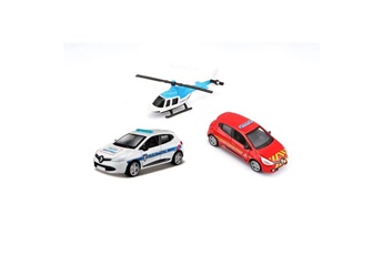 Circuit voitures Bburago 1/64 bburago - pack de 3 véhicules - hélicoptere + voiture pompier + voiture police