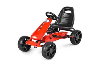 Véhicule à pédale Costway Go kart à pédales formule 1 racing embrayage avec frein roues en caoutchouc eva pour enfants pour 3-8 ans rouge