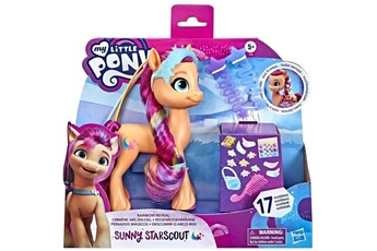 Figurine de collection Hasbro My little pony - a new generation - sunny starscout criniere arc -en -ciel - poney orange 15 cm - tresse surprise - 17 accessoires