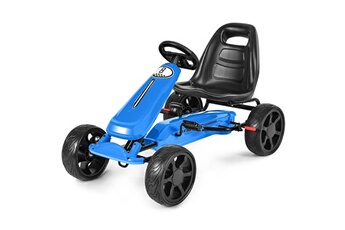 Véhicule à pédale Costway Go kart à pédales formule 1 racing embrayage avec frein roues en caoutchouc eva pour enfants pour 3-8 ans bleu