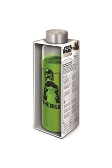Gourde et poche à eau GENERIQUE Star wars : the mandalorian - bouteille en verre avec manchon silicone - réutilisable - 585 ml