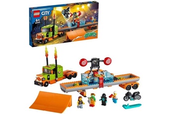Autres jeux de construction Lego Lego 60294 city stuntz le camion de spectacle des cascadeurs, moto a rétrofriction, bassin, jouet de construction pour enfants