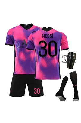 Messi maillot PSG #30 enfant-Paris troisième à l'extérieur- Jersey Short et  Chaussettes, Taille-24