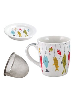 tasse et mugs faye mug atol avec infuseur pour le thé - blanc - en porcelaine - hauteur 10 cm - diamètre 8.5 cm - contenance : 325 ml