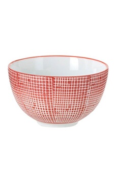 bols jolipa bol rouge à quadrillage blanc en porcelaine 7.5 x 12 cm