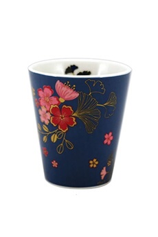 tasse et mugs faye 1 gobelet expresso ginkgo - en porcelaine - bleu - h 7.5 cm - d 6.5 cm - contenance 125 ml