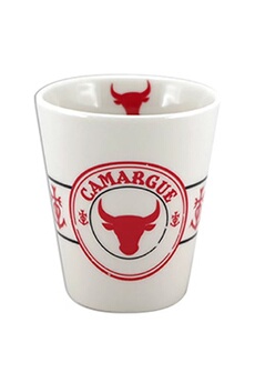 tasse et mugs faye 1 gobelet expresso camargue - en porcelaine - blanc et rouge - h 7.5 cm - d 6.5 cm - contenance 125 ml