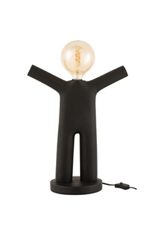 lampe à poser jolipa lampe bonhomme en résine noire - hauteur 45 cm x largeur 34 cm x profondeur 18 cm
