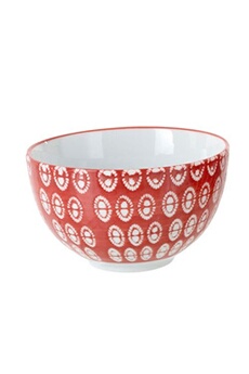 bols jolipa bol rouge à motifs ronds blancs en porcelaine 7.5 x 12 cm
