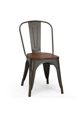 Chaise Giantex 4 chaises salle à manger empilables, style industriel en acier convient pour bistrot,cuisine,bar,café, jardin,balco