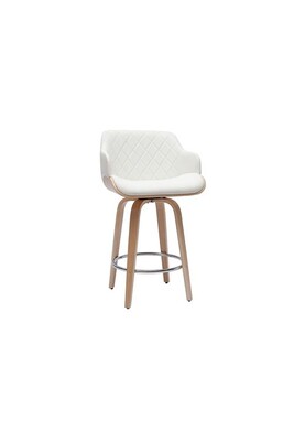 Chaise et Tabouret de bar Miliboo Tabouret de bar design blanc et bois clair H65 cm LUCIEN