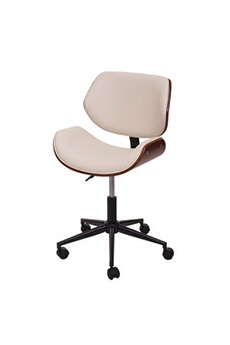 fauteuil de bureau mendler chaise de bureau hwc-g25 bois cintré aspect noyer rétro crème