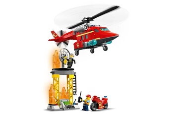 Lego Autres jeux de construction city 60281 l'hélicoptere secours des pompiers, jeu avec une moto, un pompier et pilotes miniatures