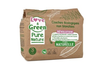 Couche bébé Love & Green Couches hypoallergéniques non blanchies pure nature - certifiées ecolabel t3 x 42 (4 a 9 kilos)