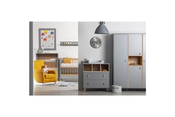 Chaises hautes et réhausseurs bébé Tanuki Dream gris chambre bébé complete : lit, commode a langer et armoire