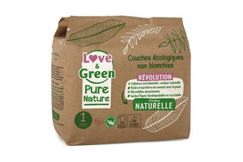 Couche bébé Love & Green Couches hypoallergéniques non blanchies pure nature - certifiées ecolabel t1 x 32 (2 a 5 kilos)