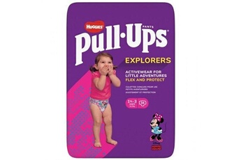 Couches Huggies Pull-ups couches bébé fille - taille 5 - 1 a 3 ans - 12 a 17 kg - le paquet de 34 couches